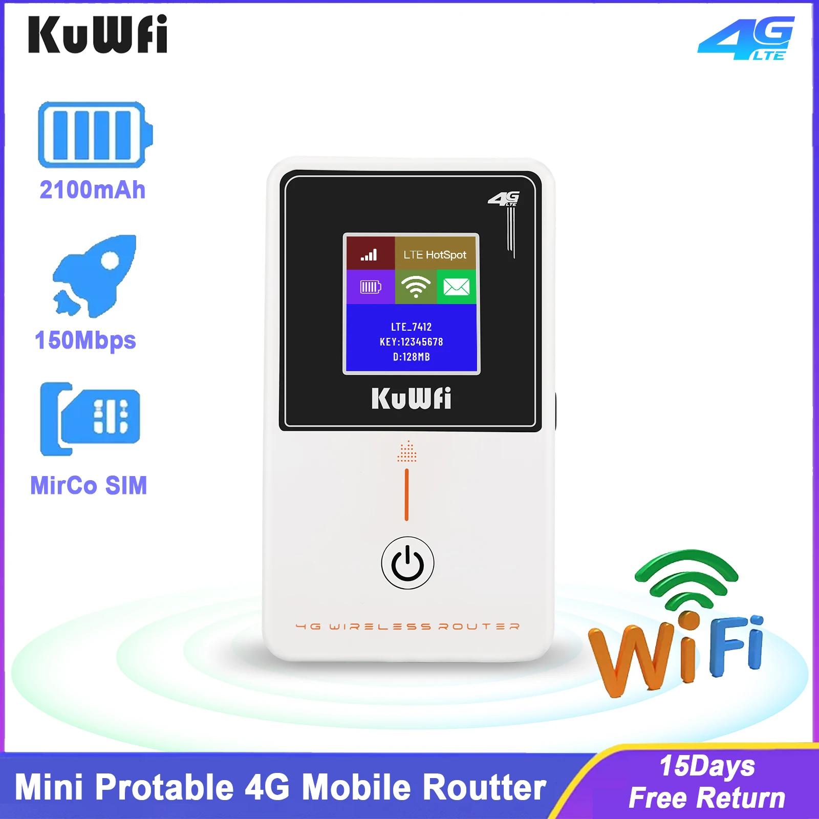 KuWfi 4G LTE , 150Mbps ̴ ޴  4G  , 2100mAh ֽ , SIM ī   WPS ȭ